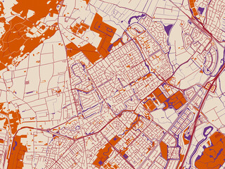 Obraz premium City map of Heemskerk, Netherlands – cream and burgundy map