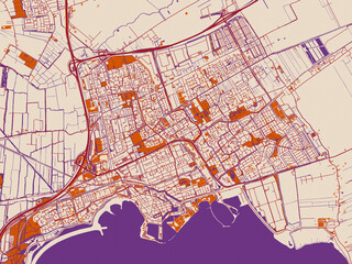 Naklejka premium City layout poster of Hoorn, Netherlands