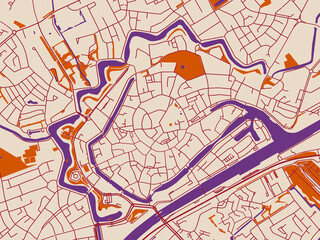 Obraz premium Cartographic street layout — Middelburg Centrum, Netherlands