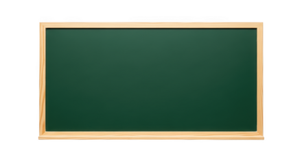 Empty green chalkboard with wooden frame for school education and presentation isolated on transparent background