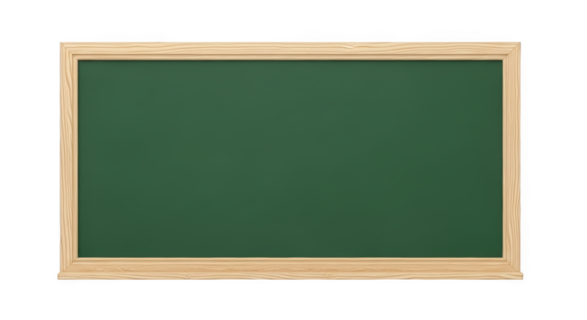 Empty green chalkboard with wooden frame for school classroom use isolated on transparent background - Powered by Adobe