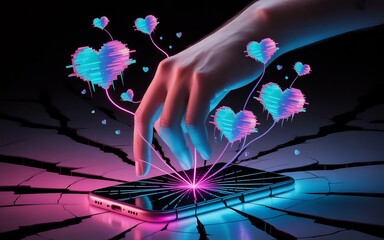 Surreal glitch romance illustration