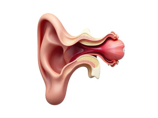 Illustration of human ear anatomy with detailed features
