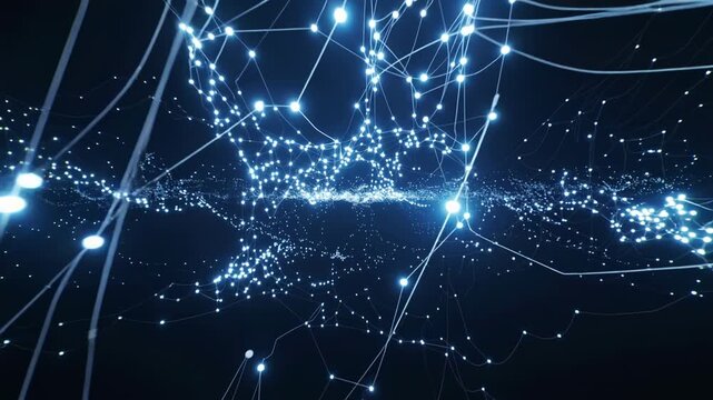 Abstract AI Neural Network with Flowing Data Streams