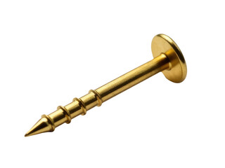 A single gold screw on a white background, great for decorative or design use. transparent background