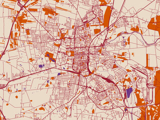Obraz premium City map poster of Czestochowa, Poland