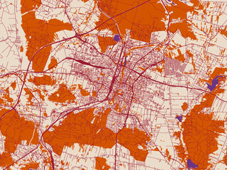 Fototapeta premium Urban planning style map of Kielce, Poland