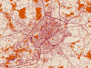 Obraz premium Decorative city map of Radom, Poland