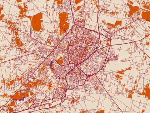 Decorative city map of Radom, Poland