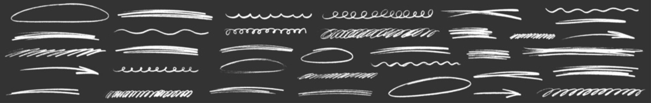 Loose drawn line in crayon underline and highlight mark, cute scribble motion, warm highlight shine, rough crayon grain with lively scribble touch.