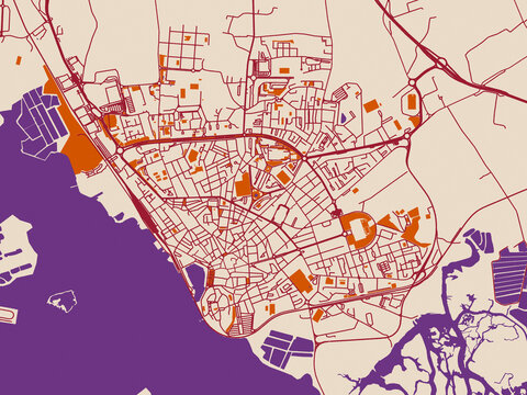 Urban map of Faro, Portugal