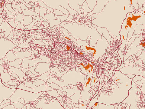 Infographic city map of Nablus, Palestine, State of