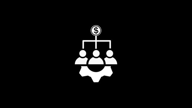 Team work money recipients icon animation. Crowd funding business men team work in business and investment concept
