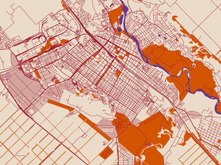 Obraz premium Simplified city layout of Armavir, Russian Federation