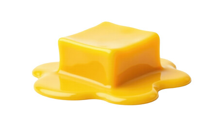 A wax piece sits on the surface of a liquid puddle, potentially creating an interesting optical illusion. transparent background