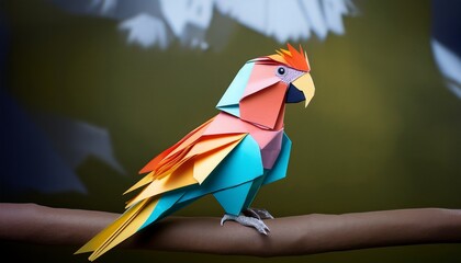 Basic Paper Origami Of A Parrot