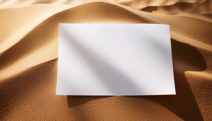 Blank White Paper On Tan Sand Sun Shadows