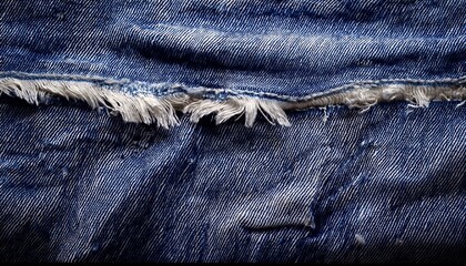 Distressed Denim Texture With Frayed Edges For Design