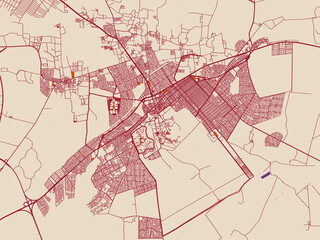 Fototapeta premium Simplified city layout of Al Kharj, Saudi Arabia
