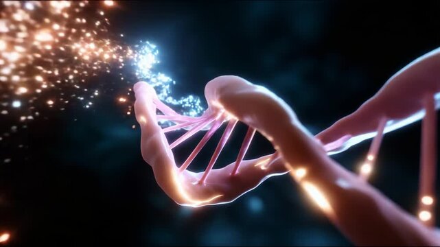 A Captivating visual exploration of DNA structure showcasing its intricate double helix form, illuminating the connections between genetics and life in a dynamic and mesmerizing way through colorful