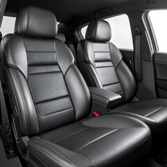 Obraz premium Luxurious Black Leather Car Seats - A Close-Up View of Automotive Comfort.