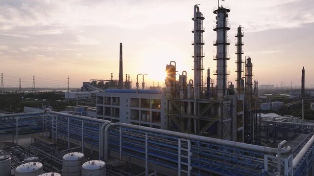  aerial view of an oil refinery