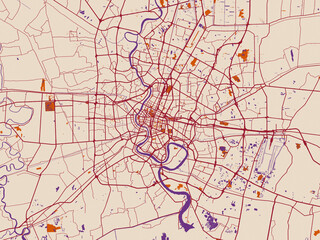 Obraz premium Decorative city map of Greater Bangkok, Thailand