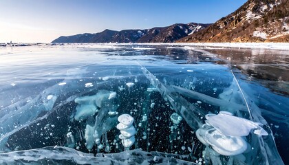 Frozen Lake Baikals Methane Bubbles - A Winter Wonderland.
