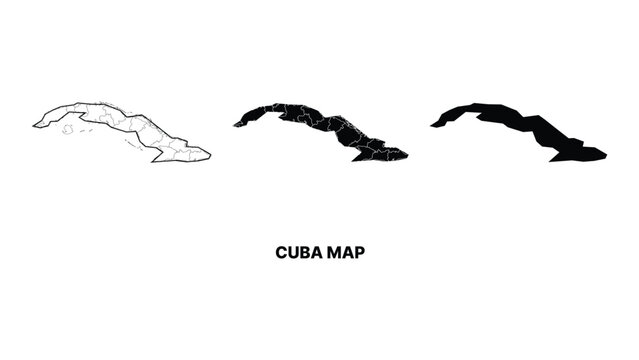 Minimalist black and white cuba map illustration
