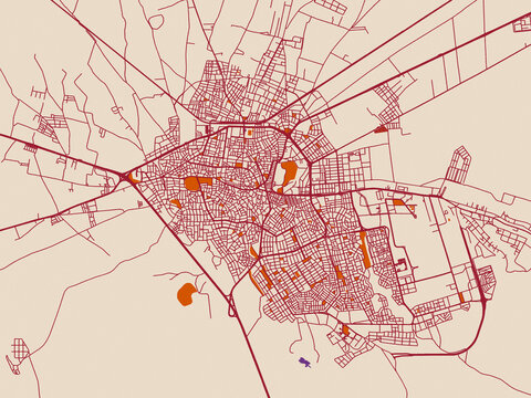 Graphic city map artwork of Karaman, T&uuml;rkiye