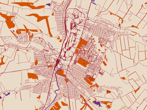 Street grid map of Kramatorsk, Ukraine