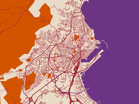 Street network map of Annaba, Algeria