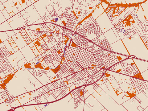 Decorative city map of Lujan, Argentina