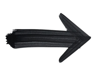Black watercolor arrow isolated on white background