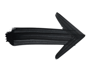 Black watercolor arrow isolated on white background