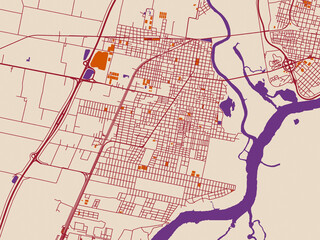 Obraz premium City layout poster — Santo Tome, Argentina – terracotta and violet accents