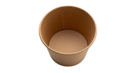 Top view of empty round cardboard container for food isolated on transparent background