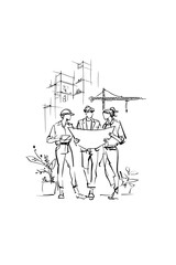 Professional Engineering Team Collaborating on Sustainable Building Project