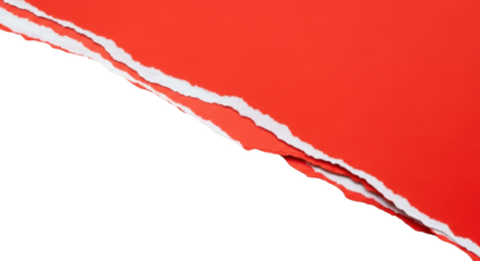 Ripped red paper edges over background revealing white layer torn paper effect isolated on transparent background