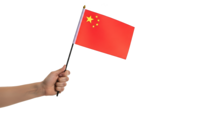 Hand proudly displaying the vibrant flag of the peoples republic of china national identity isolated on transparent background