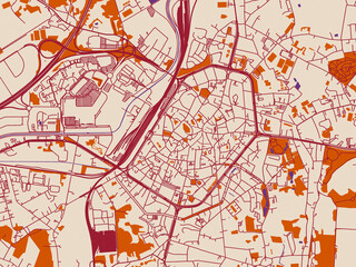 Naklejka premium City layout poster — Mons, Belgium – warm boho color palette