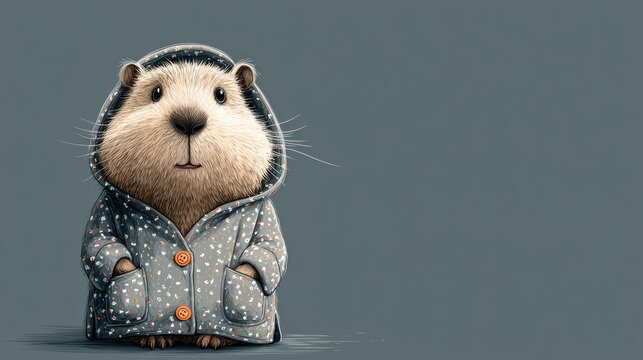 A cute marmot in pajamas, Groundhog Day