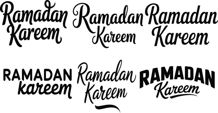 Ramdan kareem typography vectors set isolated on white background.