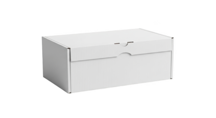 Cardboard retail box corrugated paper container mailing package blank carton shipping mockup product parcel isolated on transparent background