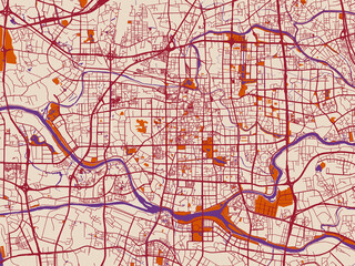 Obraz premium Urban grid map of Foshan, China