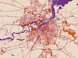 Naklejka premium Urban map of Harbin, China