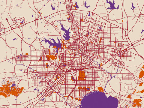 City layout map of Hefei, China