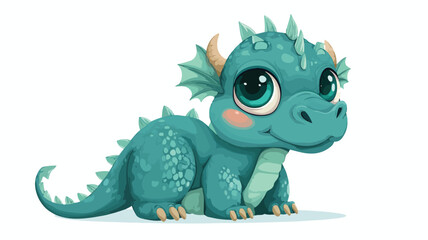 Fototapeta premium Adorable Baby Dragon Cartoon Vector on White Background for Design Projects