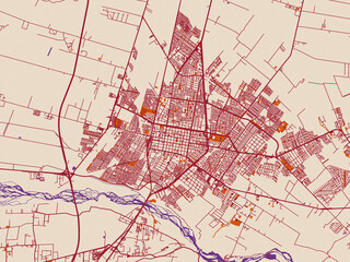 Naklejka premium City layout poster — Rancagua, Chile – terracotta and violet accents