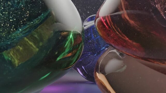 Abstract glass butterfly floating in a dark environment with reflections